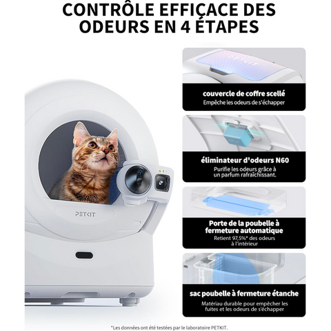 Purobot Ultra Litière automatique avec caméra rotative IA et emballage automatique des déchets