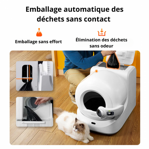 Purobot Ultra Litière automatique avec caméra rotative IA et emballage automatique des déchets